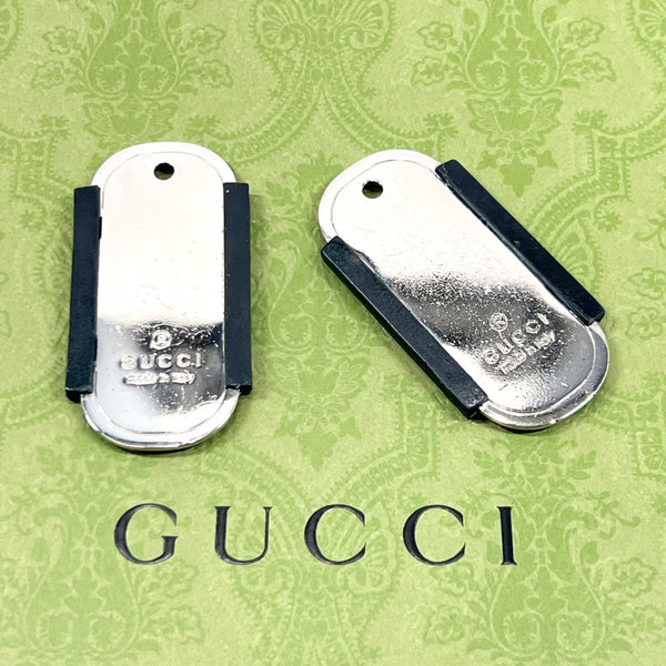 GUCCI Pendant top Dog tag metal/rubber Silver unisex Used