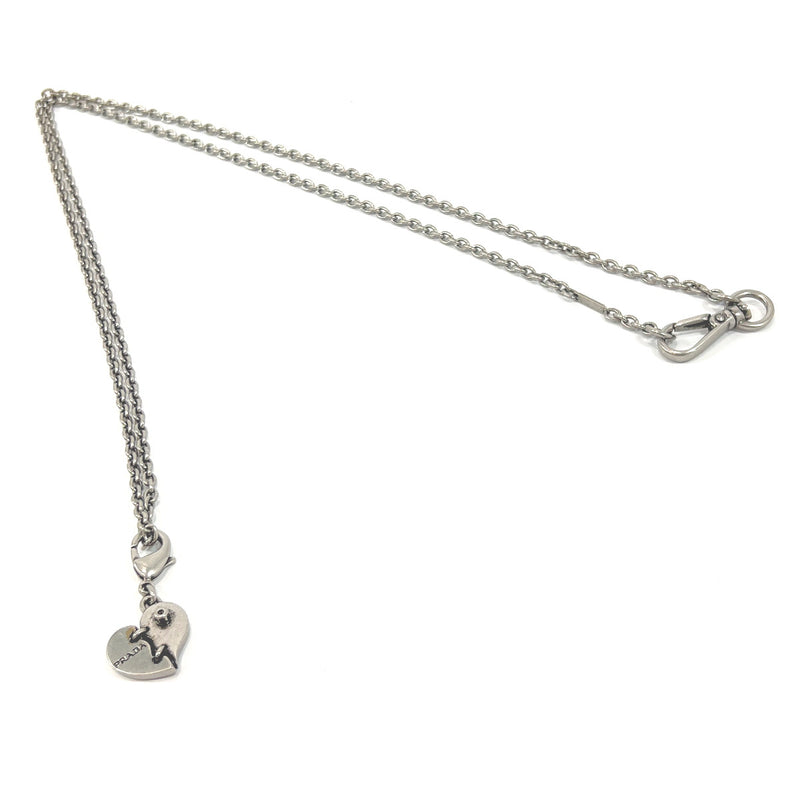 PRADA Necklace Heart motif metal Silver Women Used