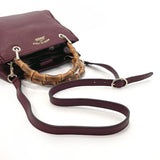 GUCCI Handbag 336032 Bamboo leather Bordeaux Women Used