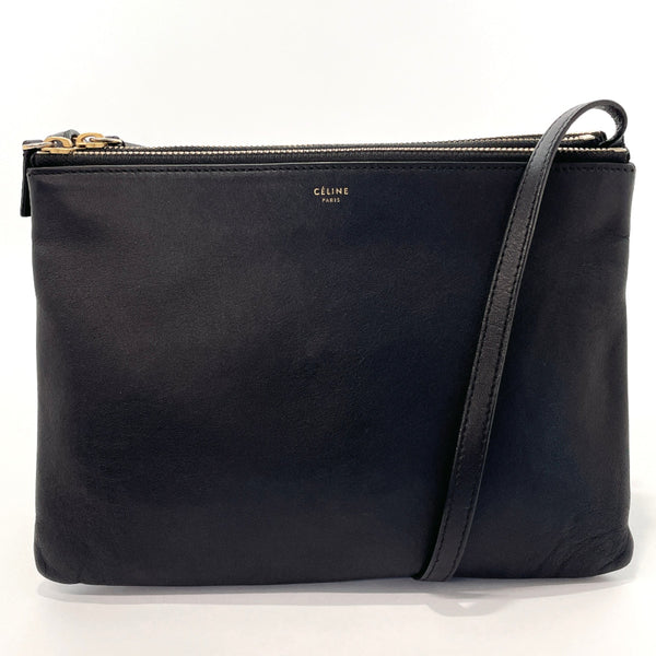 CELINE Shoulder Bag 171453ETA.38NO Trio Large leather Black Women Used