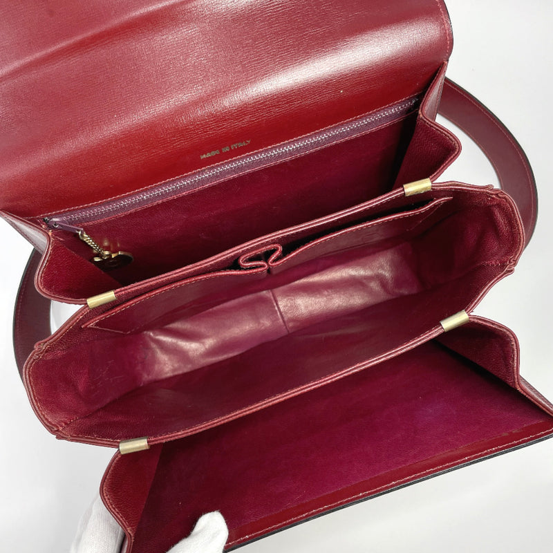 CELINE Shoulder Bag Carriage hardware vintage leather Bordeaux