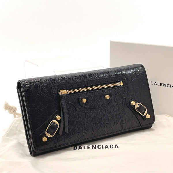 BALENCIAGA purse 163471 Giant Continental leather Black Women Used