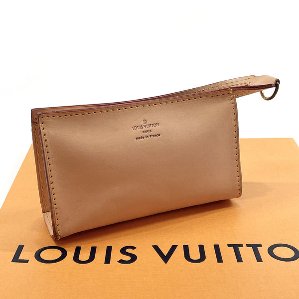 LOUIS VUITTON Pouch Cover Amble Attached Pouch Leather beige unisex Used