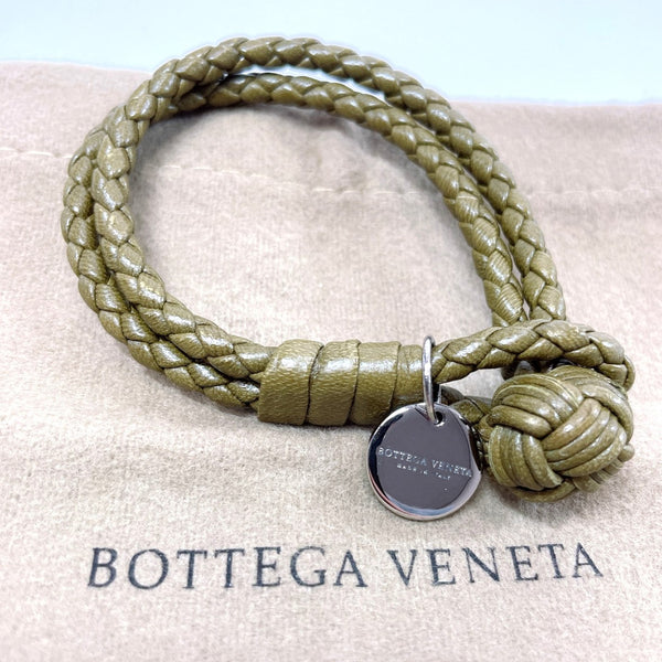 BOTTEGAVENETA bracelet Intrecciato leather/Silver925 khaki unisex Used
