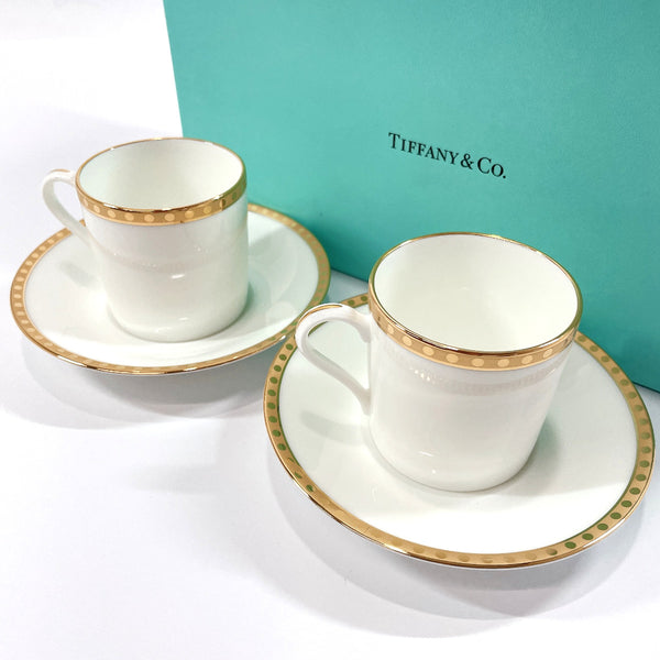 TIFFANY&Co. Tableware demitasse cup and saucer set Gold Band Pottery white unisex Used