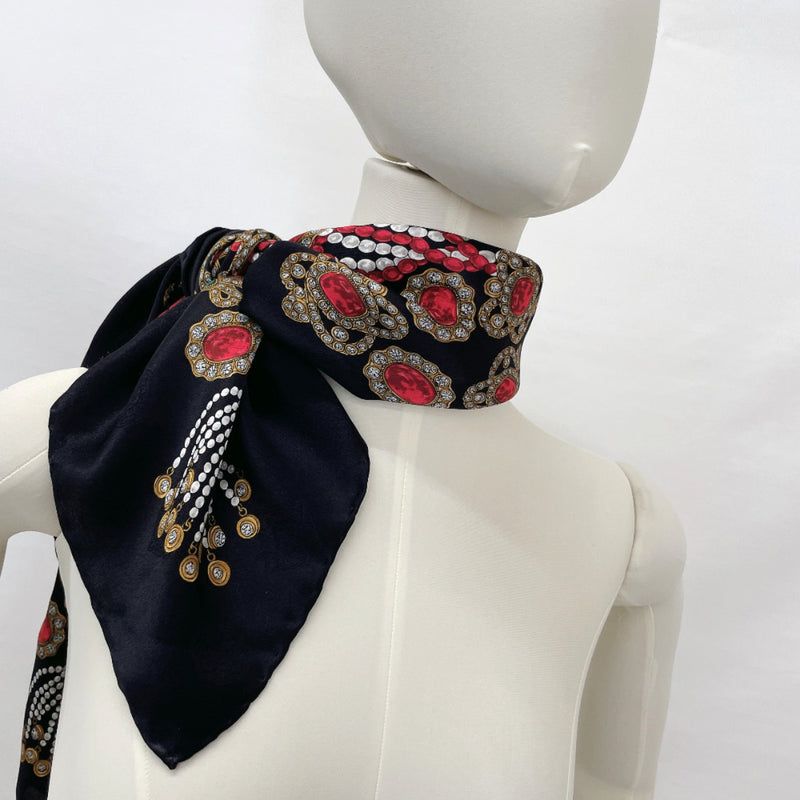 CHANEL scarf silk Black Women Used