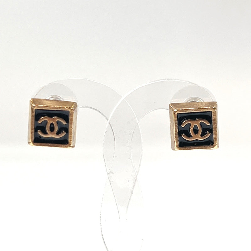 CHANEL earring COCO Mark Square metal gold 03P Women Used