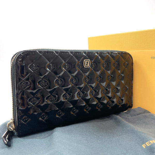 FENDI purse 8M0024 Zip Around Patent leather Black Women Used