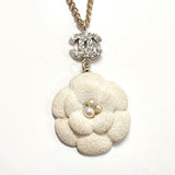 CHANEL Necklace Camelia metal/Rhinestone gold 05A Women Used
