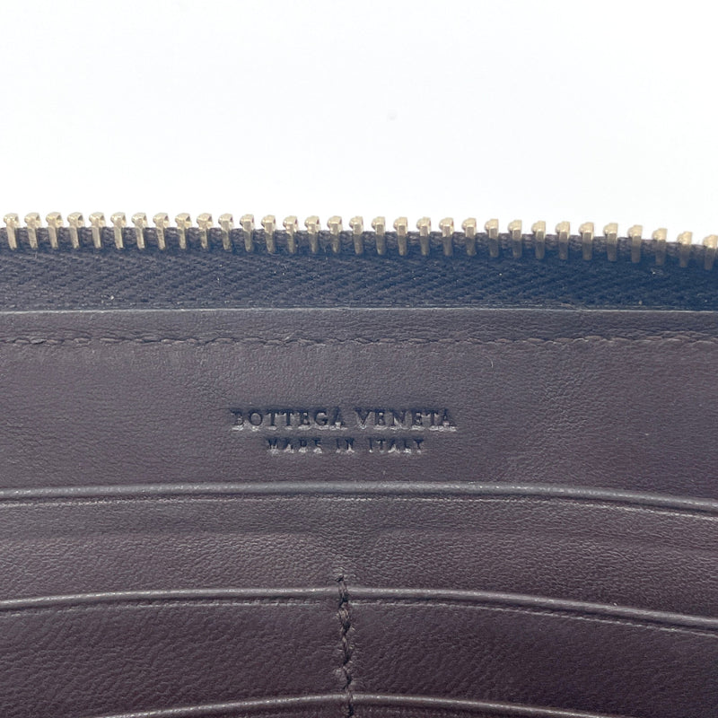 BOTTEGAVENETA purse 114076 Intrecciato Round zip leather Dark brown mens Used
