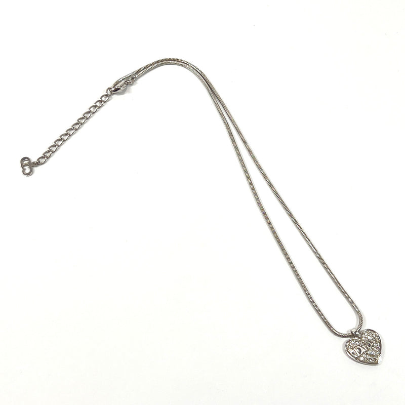 Christian Dior Necklace Heart logo metal/Rhinestone Silver Women Used