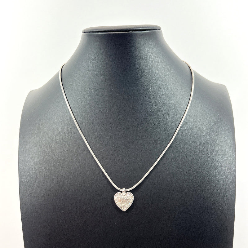 Christian Dior Necklace Heart logo metal/Rhinestone Silver Women Used