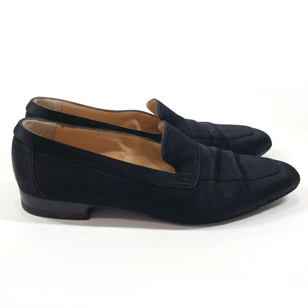 HERMES Moccasin fabric/Shave Black Women Used