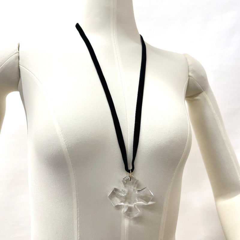 Baccarat Necklace Okushitan Cross K18 Gold/Glass Black clear Women Used