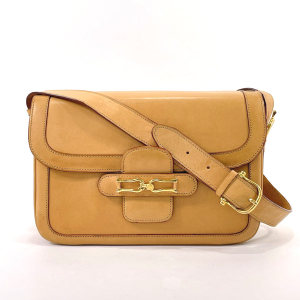 CELINE Shoulder Bag Carriage hardware vintage leather beige Women Used