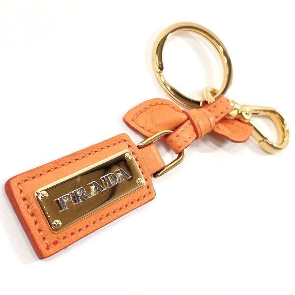 PRADA key ring 1AP499 charm leather Orange Women Used