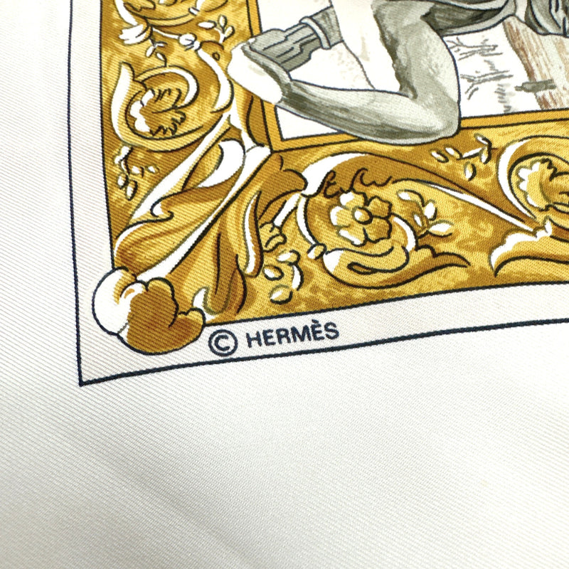 HERMES scarf Carre90 L'hiver silk Ivory Ivory Women Used