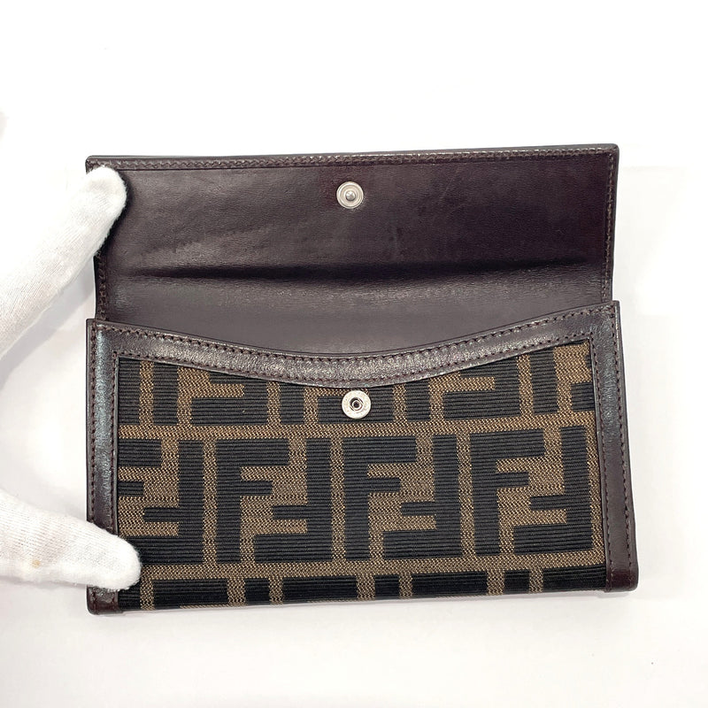 FENDI purse Zucca canvas/leather Brown Brown Women Used