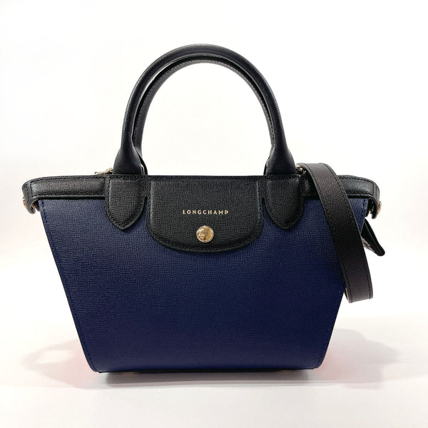 Longchamp Handbag 1116822 Le Pliage Elitage Tricolor leather Navy Women Used