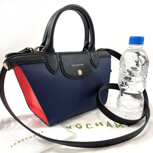 Longchamp Handbag 1116822 Le Pliage Elitage Tricolor leather Navy Women Used