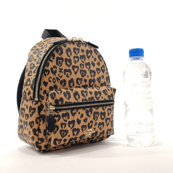 COACH Backpack Daypack F24208 Leopard PVC Brown Brown Women Used