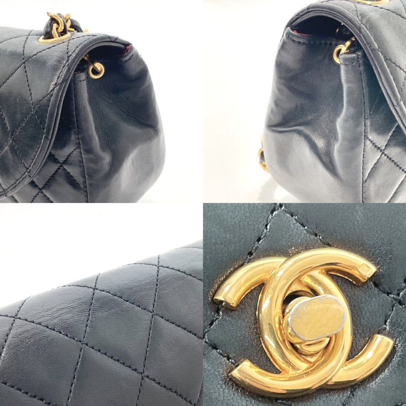 Chanel Vintage 1990s Black Lambskin Quilted Matelasse CC Logo