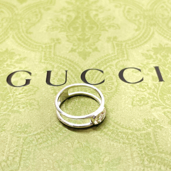 GUCCI Ring Interlocking G slim open band Silver925 #11(JP Size) Silver Women Used