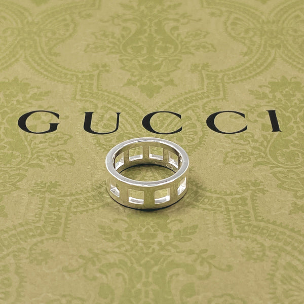 GUCCI Ring Open square Silver925 #10(JP Size) Silver Women Used