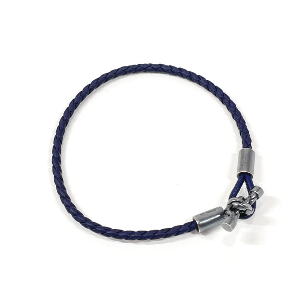 BOTTEGAVENETA bracelet Intrecciato Silver925/leather Navy Navy mens Used