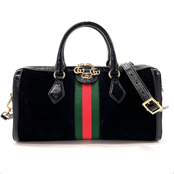GUCCI Handbag 524532 Ofidia Suede/Patent leather Black Women Used