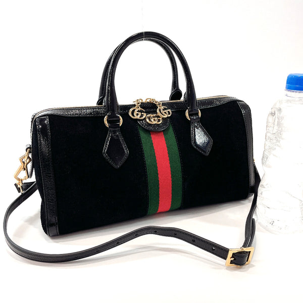 GUCCI Handbag 524532 Ofidia Suede/Patent leather Black Women Used