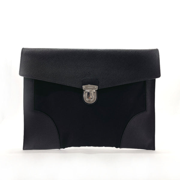 PRADA Clutch bag 2VN089 Nylon/Safiano leather Black unisex Used