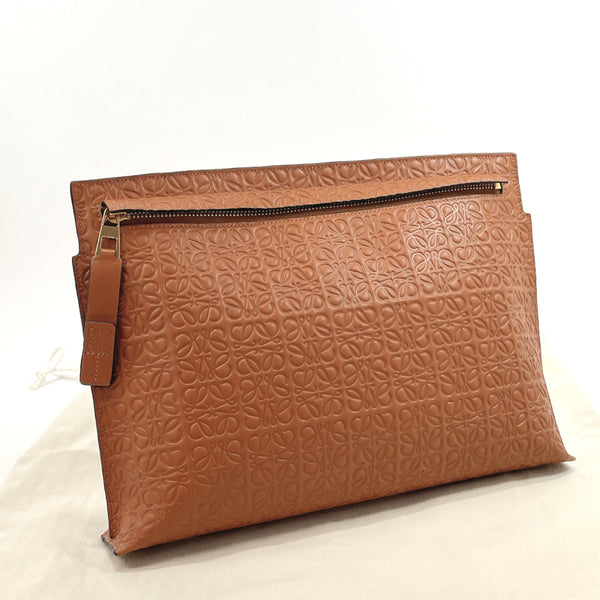 LOEWE Clutch bag 107.55.K05 anagram anagram repeat leather Brown Women Used