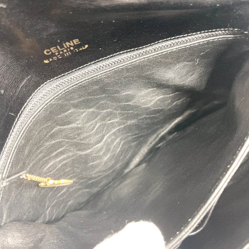 CELINE Shoulder Bag Macadam vintage leather Black Women Used