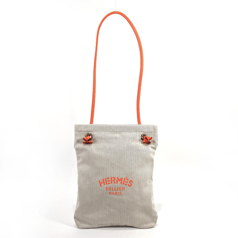 HERMES logo Aline PM Pouch pouch Shoulder Bag Canvas Beige x orange