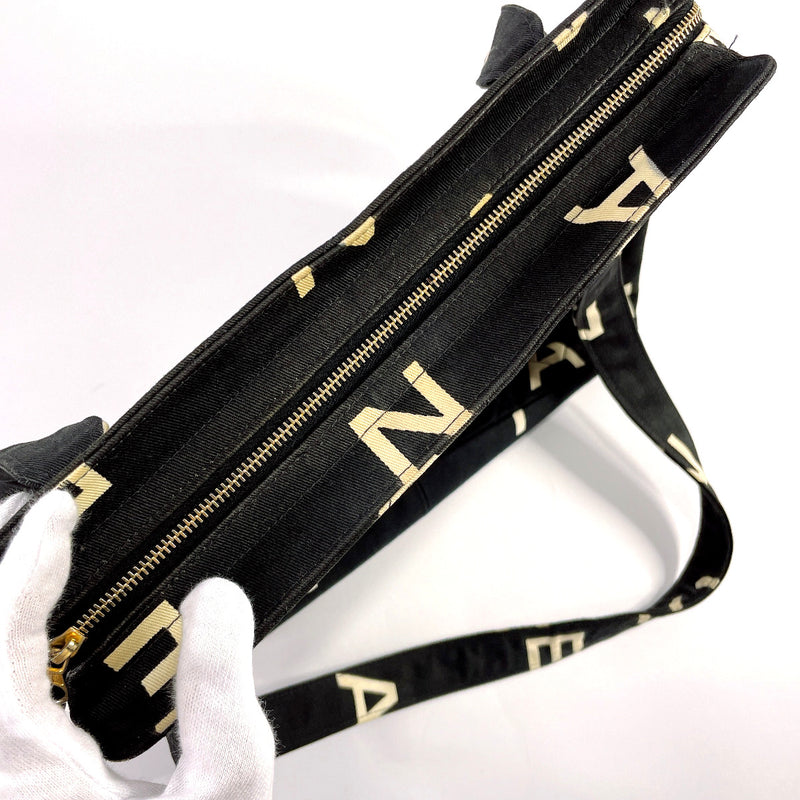 Chanel Precision Novelty Terry Cloth Messenger Shoulder Black CoCo Mark  Handbags