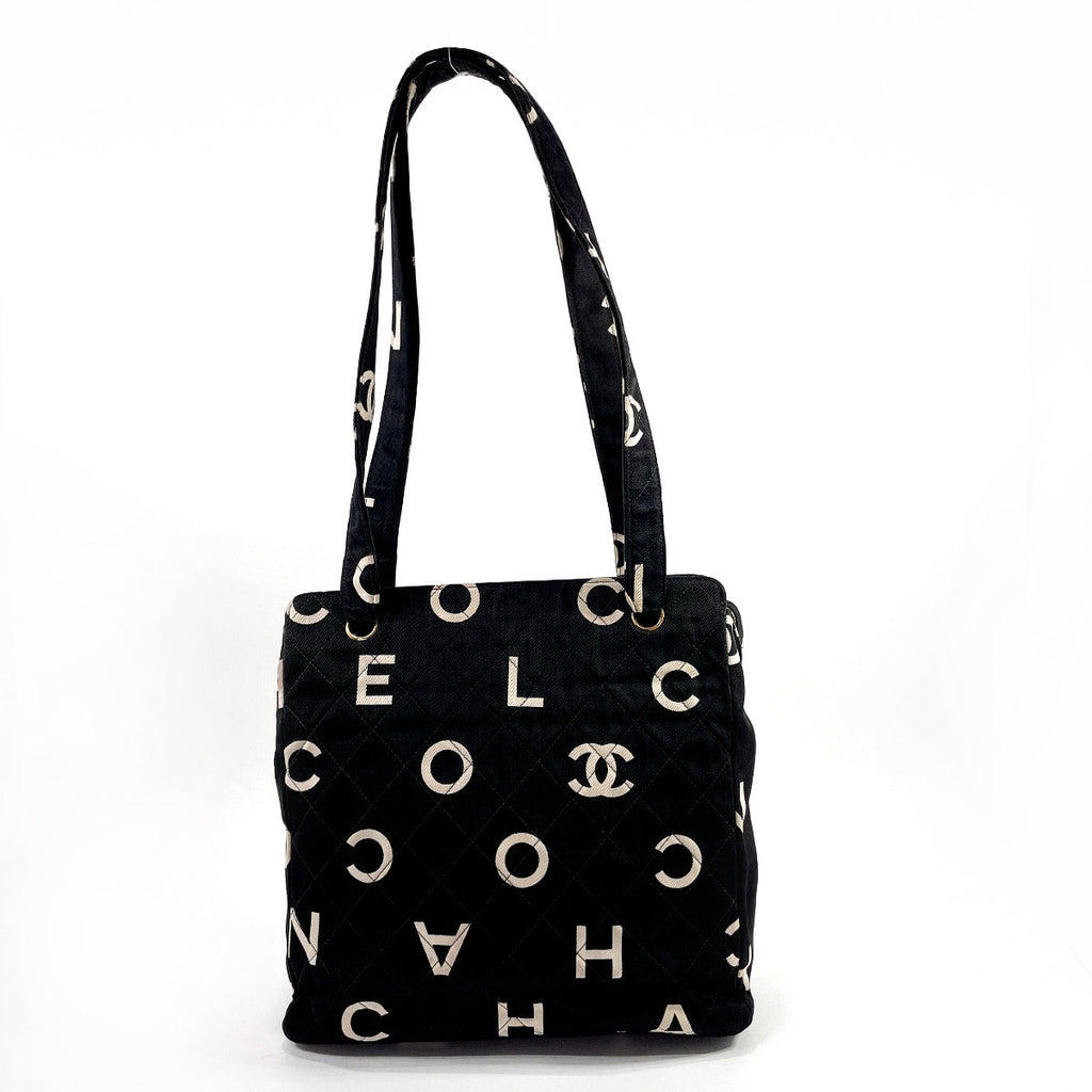 Pre-Owned Chanel Matelasse Coco Mark Reprint Tote Bag Ladies' Lambskin Black  (Good) 