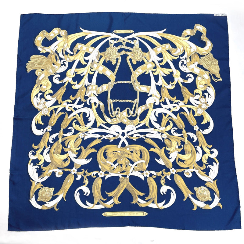 HERMES scarf Carre90 LE MORS A LA CONETABLE silk Navy Navy Women Used