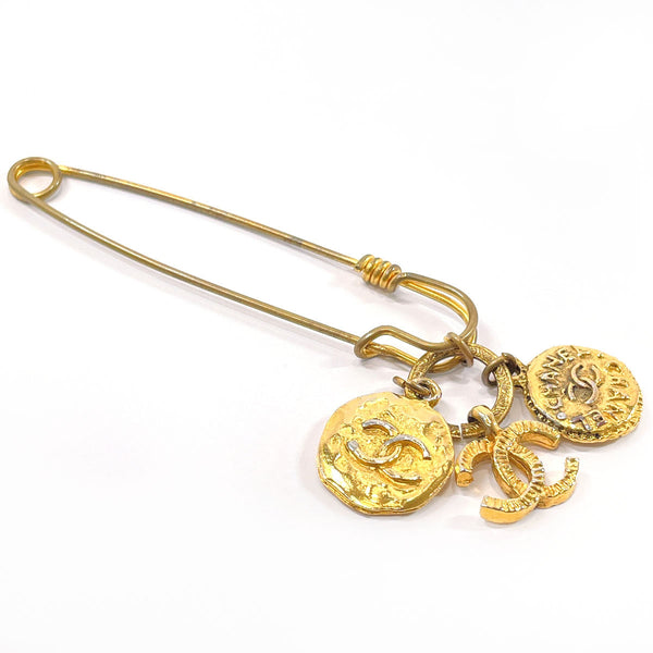 CHANEL Pearl Safety Pin Brooch Gold 749461