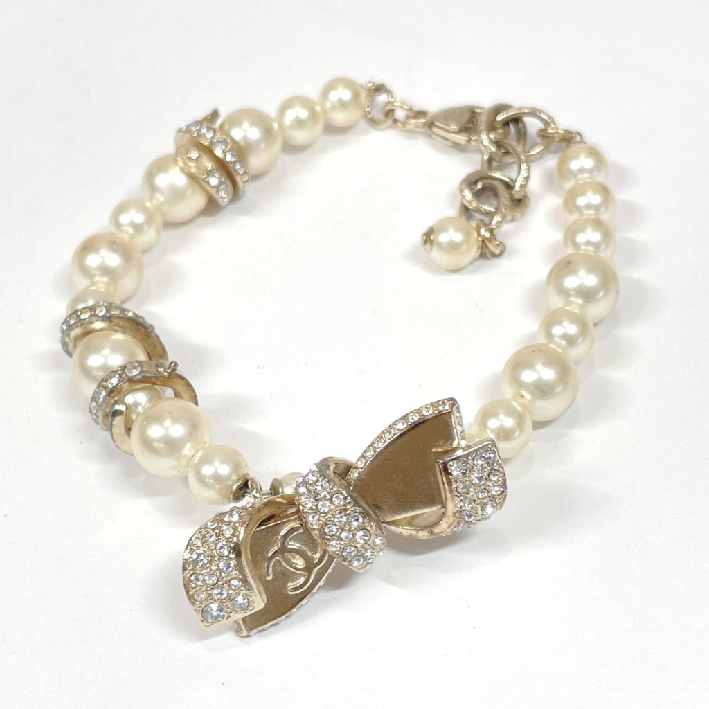 CHANEL bracelet Ribbon motif COCO Mark Fake pearl/metal