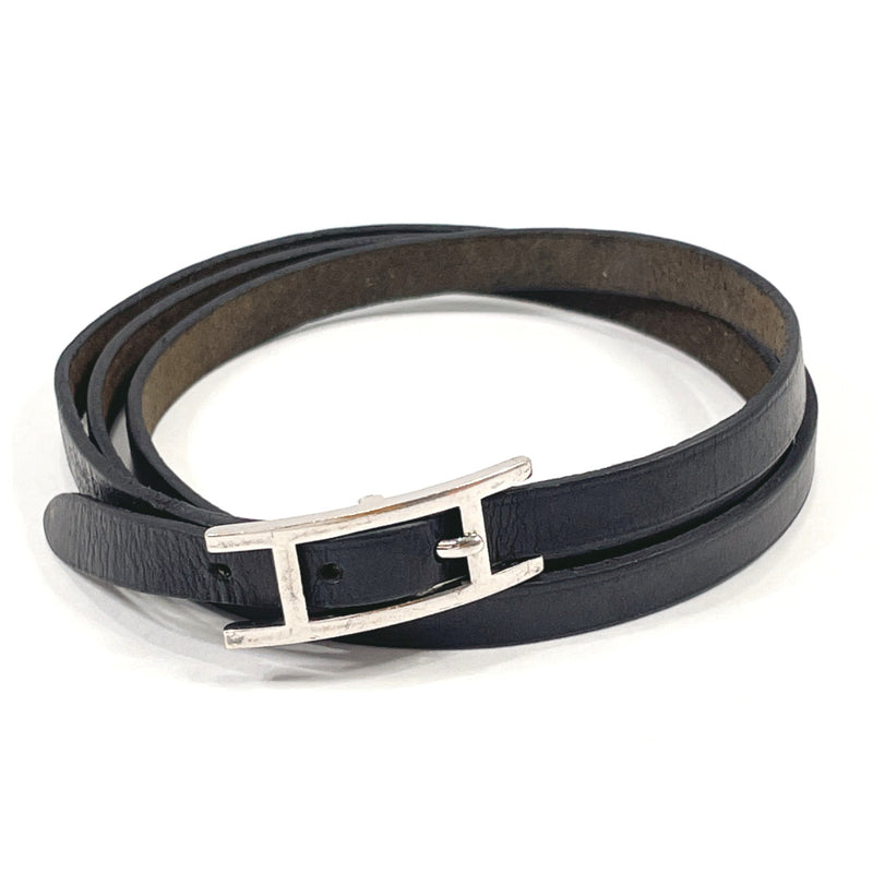 HERMES bracelet API 3 leather Black unisex Used