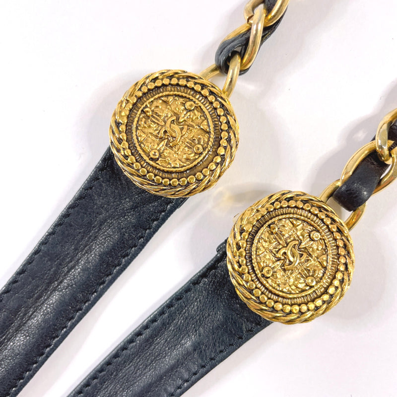 Chanel Black Leather & Gold 'CC' Chain Belt Q6A01M17KB157