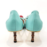 GUCCI pumps Interlocking G Cherry Bamboo heel leather blue Women Used