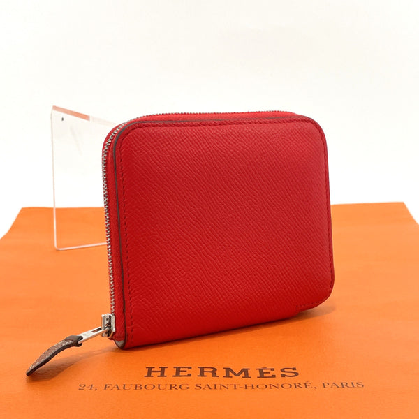 HERMES coin purse Azap compact silk in Epsom Red DCarved seal Women Used