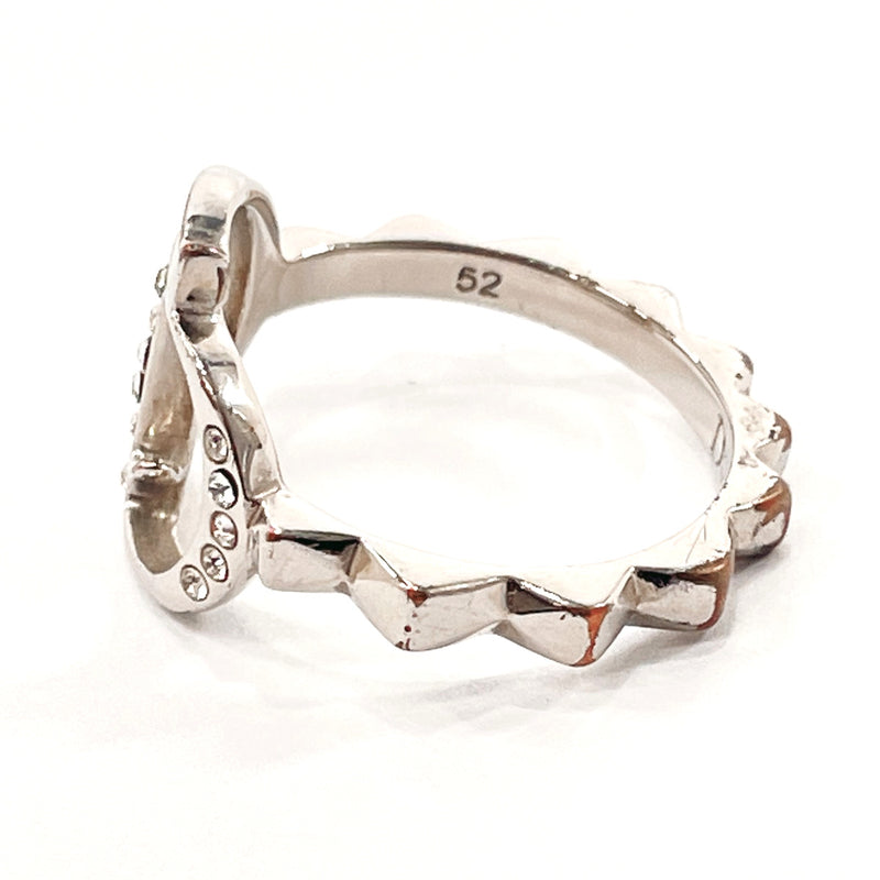 Christian Dior Ring logo metal/Rhinestone #10.5(JP Size) Silver Women Used