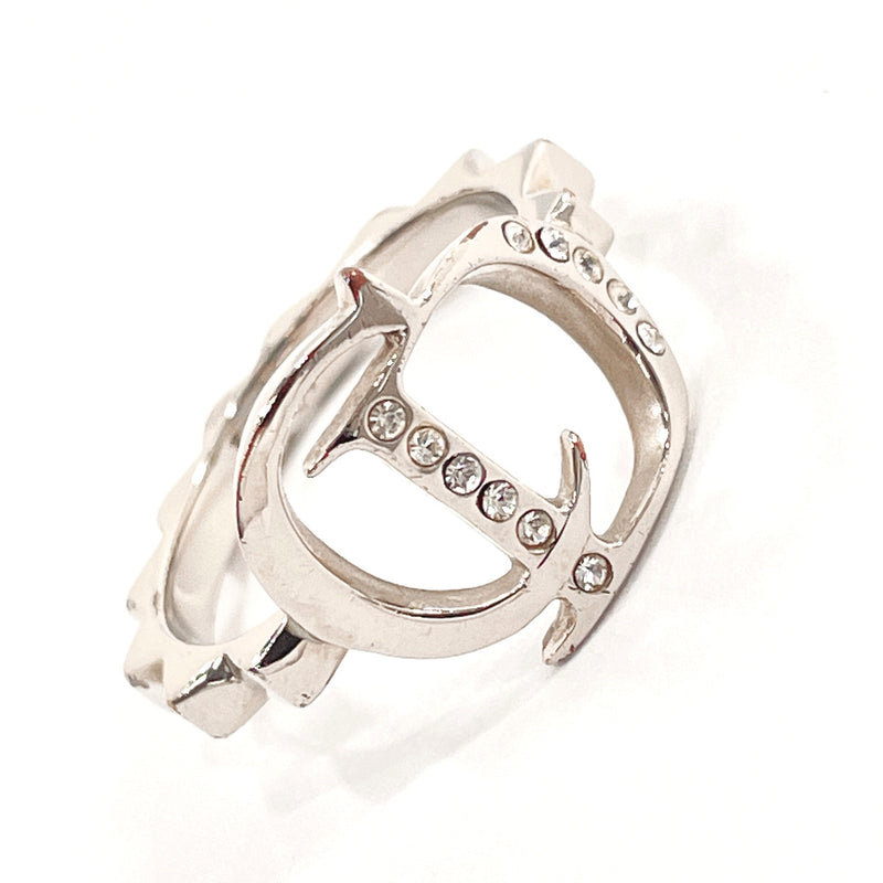 Christian Dior Ring logo metal/Rhinestone #10.5(JP Size) Silver Women Used