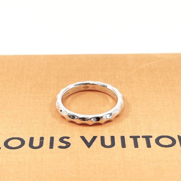 LOUIS VUITTON Ring Q9F71Z Alliance Monogram Infini K18 white gold #5.5(JP Size) Silver Women Used