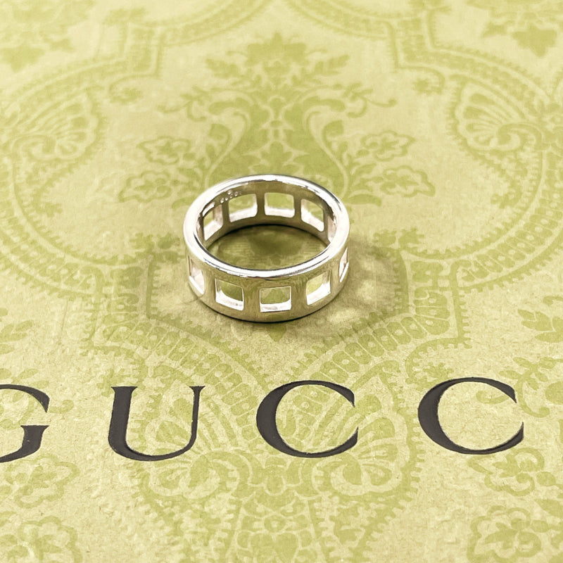 GUCCI Ring open square Silver925 #11(JP Size) Silver Women Used