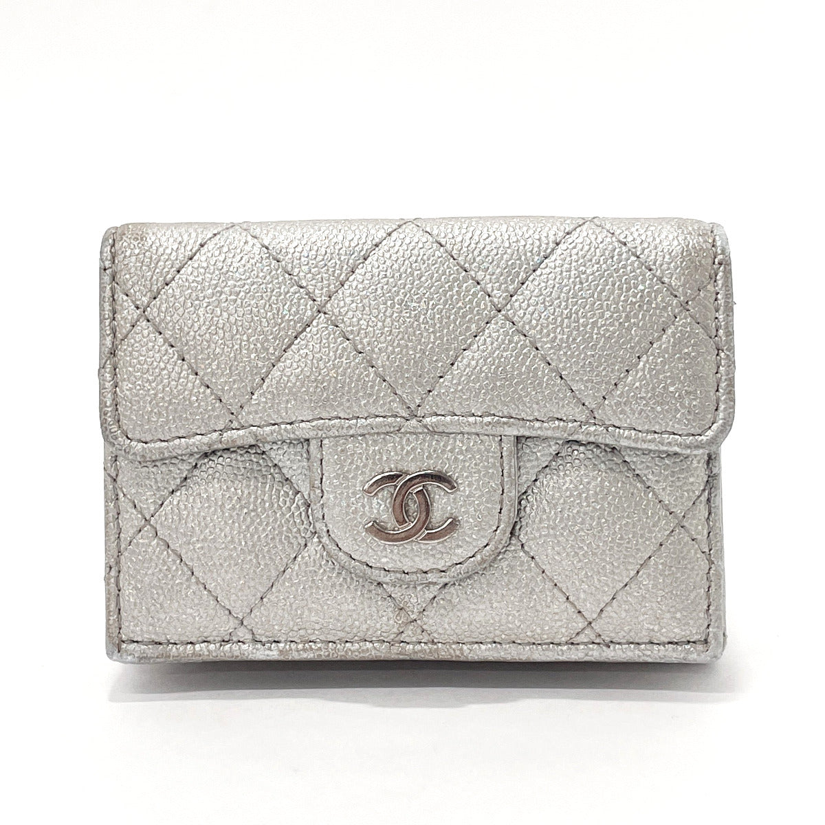 Chanel Wallet Large Gusset Flap Metallic Gold Quilted Lambskin Added Chain  B481