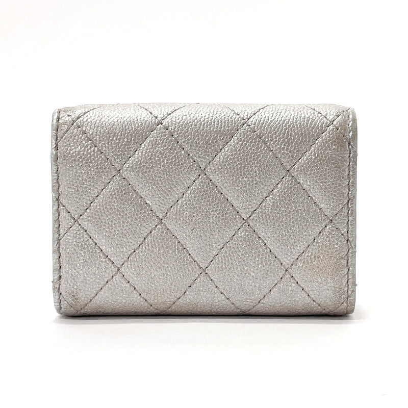 CHANEL Caviar Quilted Zip Around Coin Purse Ivory